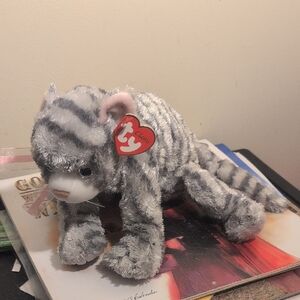 TY Classic Plush CAVIAR Cat Gray Tiger Striped Tabby Silk NWT 8" 2004 Pink Bow